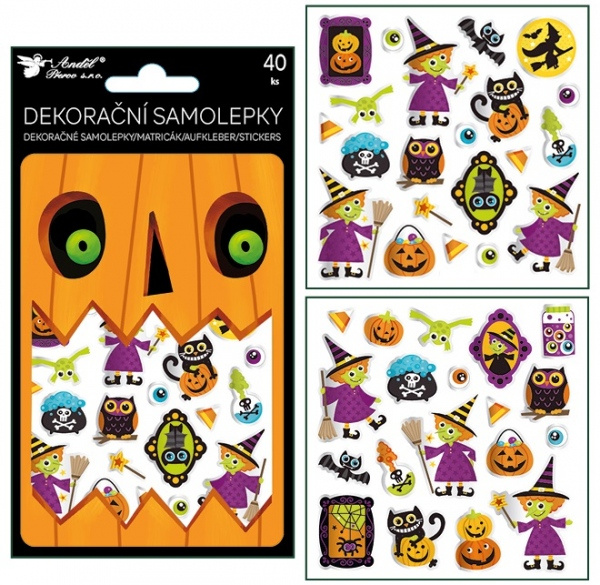 Samolepky Halloween 40 ks, 10,5 x 18 cm Anděl Přerov s.r.o.