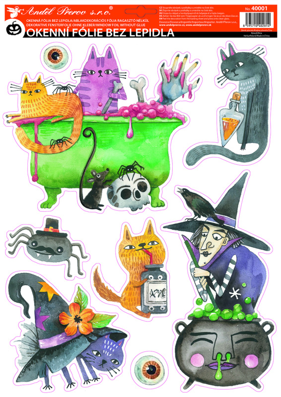 Okenní fólie Halloween s glitrem 29 x 41 cm