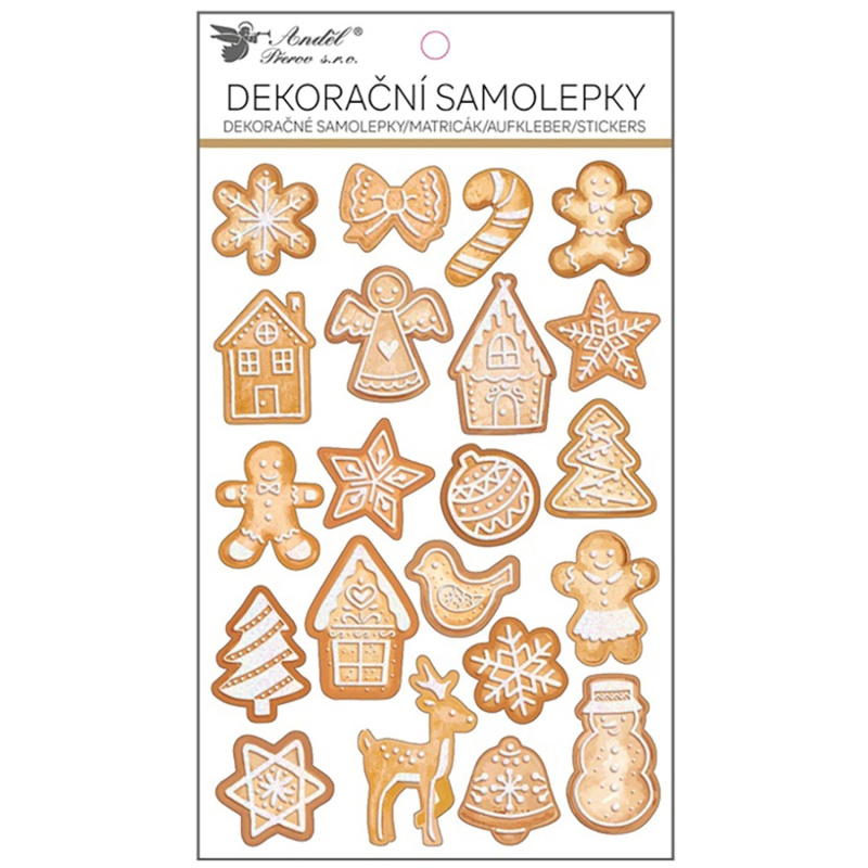 Samolepky perníky s glitrem 14,5 x 25 cm, POP UP Anděl Přerov s.r.o.