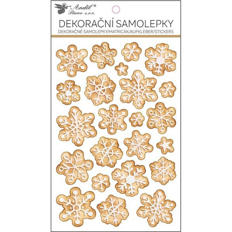 Samolepky perníkové vločky s glitrem 14,5 x 25 cm, POP UP Anděl Přerov s.r.o.