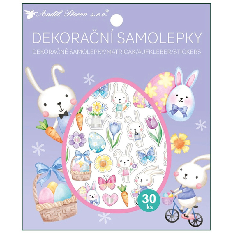 Samolepky zajíčci 30 ks 13 x 15,5 cm Anděl Přerov s.r.o.