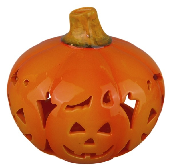 Svícen keramická dýně Halloween 15 x 14 cm, oranžový Anděl Přerov s.r.o.