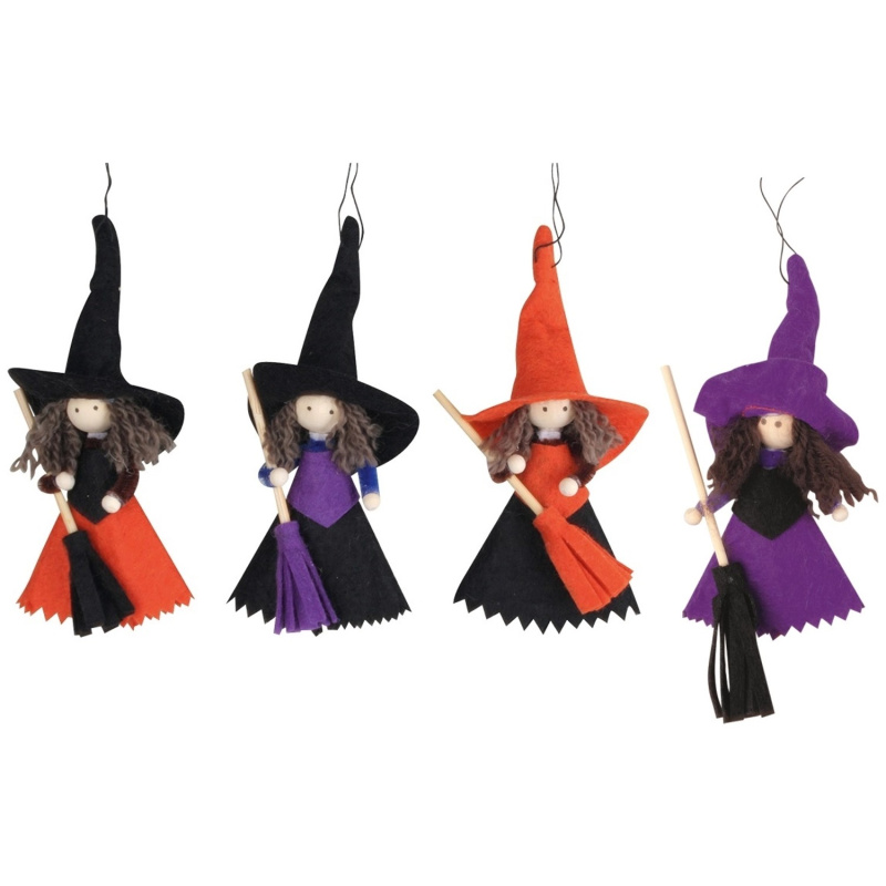 Anděl Přerov Čarodějka s koštětem na zavěšení, 13 cm