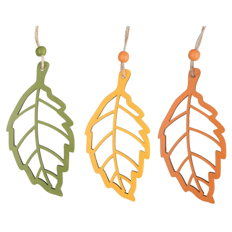 Anděl Přerov List buk dřevěný na zavěšení, různé barvy, 6,5 x 13 cm