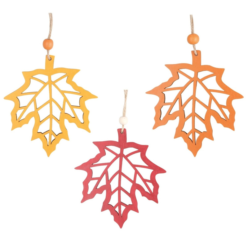 Anděl Přerov List javor dřevěný na zavěšení, různé barvy, 10 x 11 cm