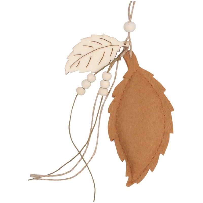 List z filcu s ozdobami na pověšení 6 x 12 cm, hnědý Anděl Přerov s.r.o.