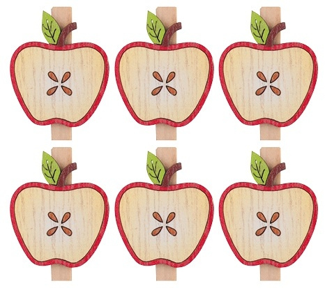 Anděl Přerov Jablíčka dřevěná na kolíčku, 6 ks, 3,5 cm