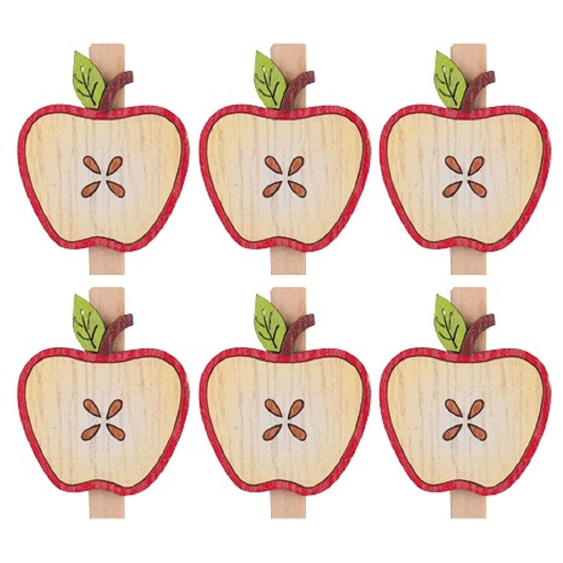 Anděl Přerov Jablíčka dřevěná na kolíčku, 6 ks, 3,5 cm
