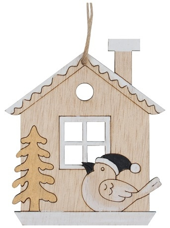 Domek s ptáčkem v černé čepici na zavěšení 7 x 8 cm Anděl Přerov s.r.o.