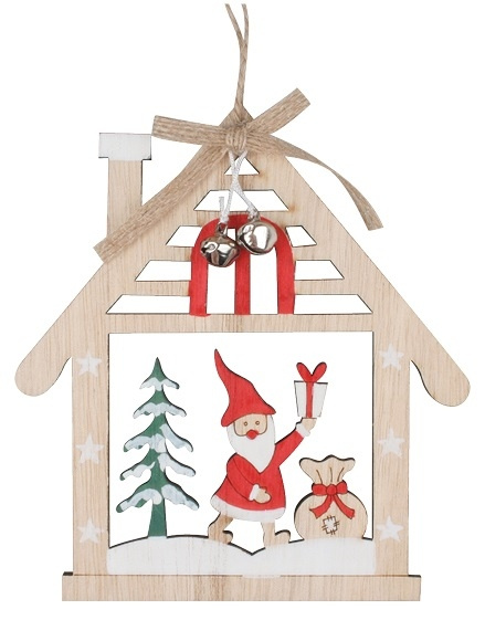 Domek s červeným Santou na zavěšení 13 x 14,5 cm Anděl Přerov s.r.o.