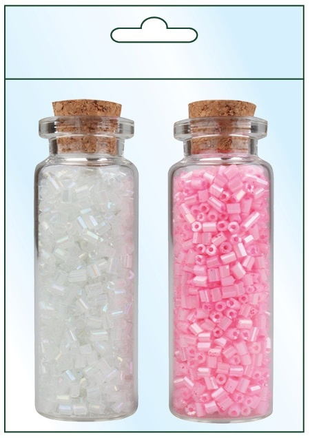 Korálky růžové a bílé v lahvičce, 2 x 15 g  Anděl Přerov s.r.o.