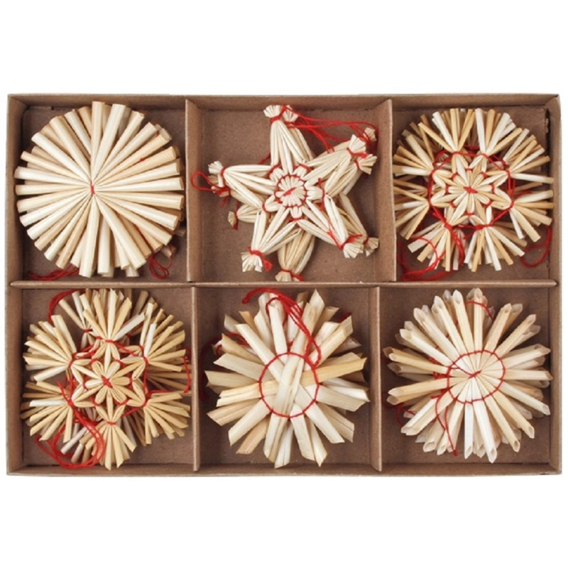 Dekorace slaměné mix motivů 6 cm, 24 ks Anděl Přerov s.r.o.