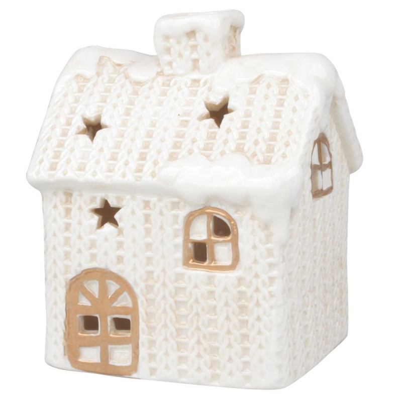 Domek porcelánový pletený s LED 9 x 11 cm Anděl Přerov s.r.o.