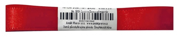 Stuha taftová 16 mm x 3 m, červená Anděl Přerov s.r.o.