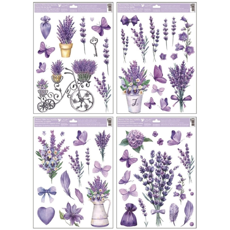 Anděl Přerov Okenní fólie levandule s glitry, 30 x 42 cm
