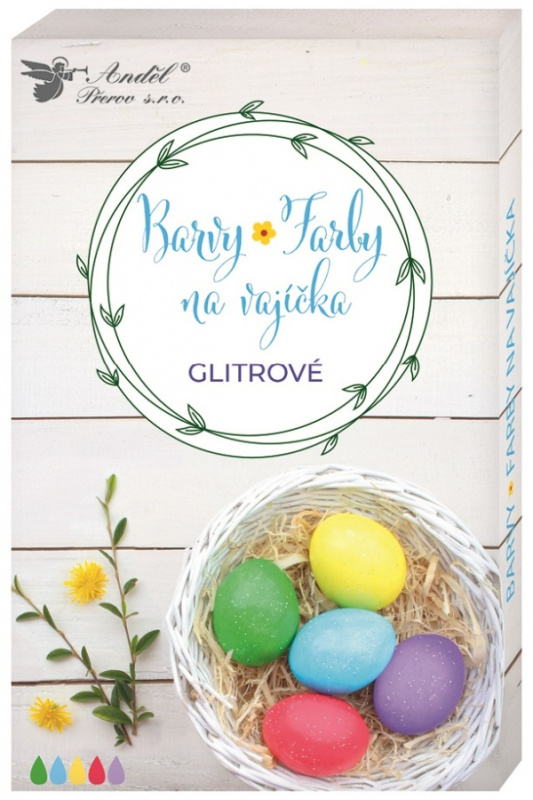 Barvy na vajíčka gelové glitrové, 5 ks, rukavice Anděl Přerov s.r.o.