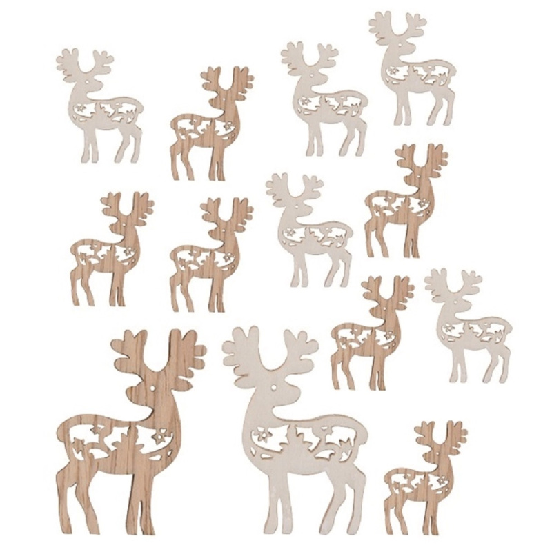 Dřevěný sob mix barev 4 cm, 12 ks  Anděl Přerov s.r.o.