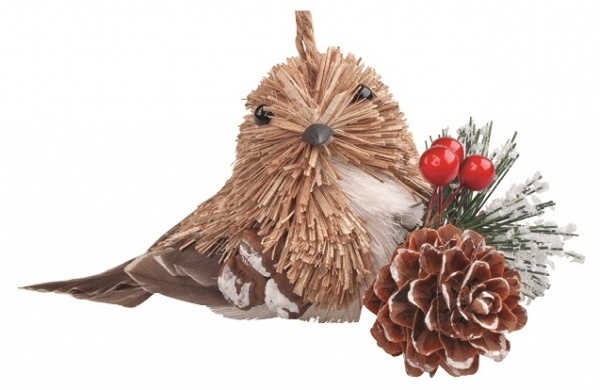 Ptáček z přírodnin na zavěšení s větvičkou 13 x 7 cm Anděl Přerov s.r.o.