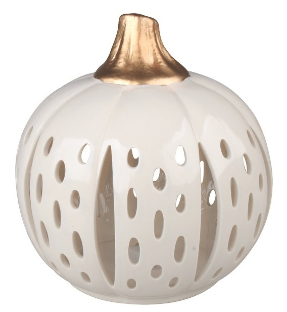 Svícen dýně porcelánová se zlatým stonkem 15 x 17 cm Anděl Přerov s.r.o.