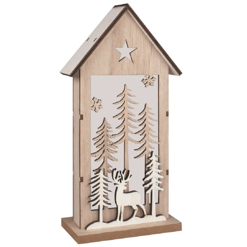 Dřevěný domeček na postavení s LED 13 x 25 x 6 cm  Anděl Přerov s.r.o.