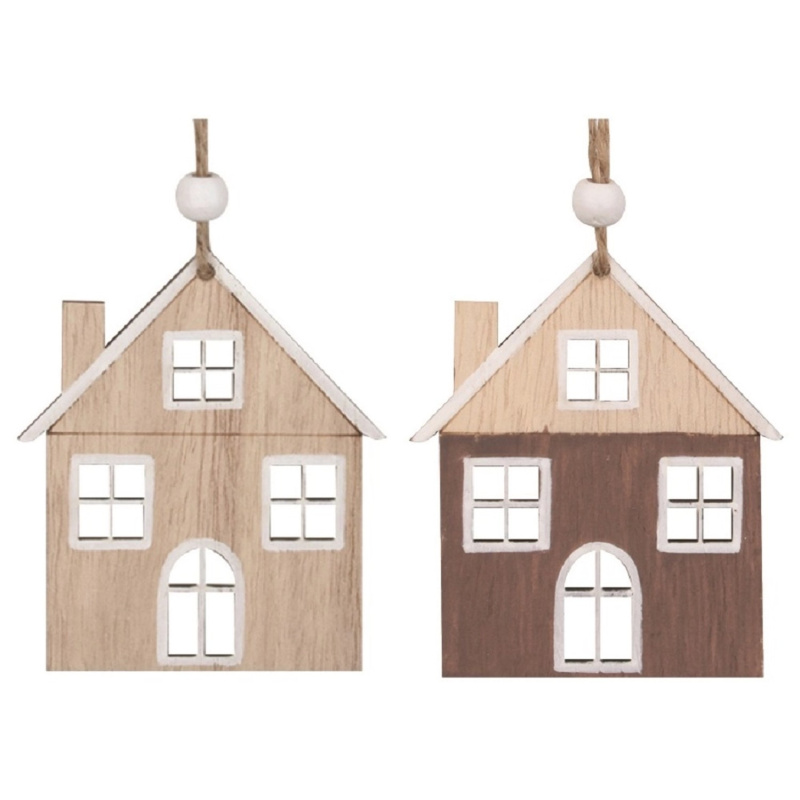 Anděl Přerov Dřevěný domek na zavěšení, 7 x 8 cm