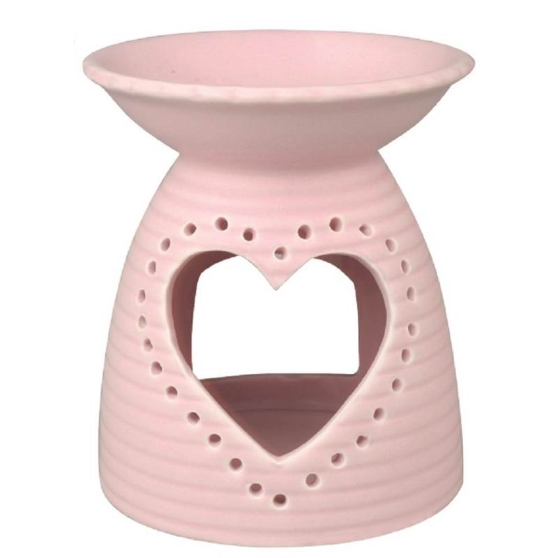 Anděl Přerov Aromalampa se srdcem porcelánová, růžová, 10 x 13 cm