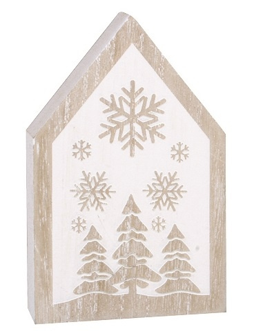 Domek s bílým potiskem dřevěný na postavení 7,5 x 12 x 2 cm Anděl Přerov s.r.o.