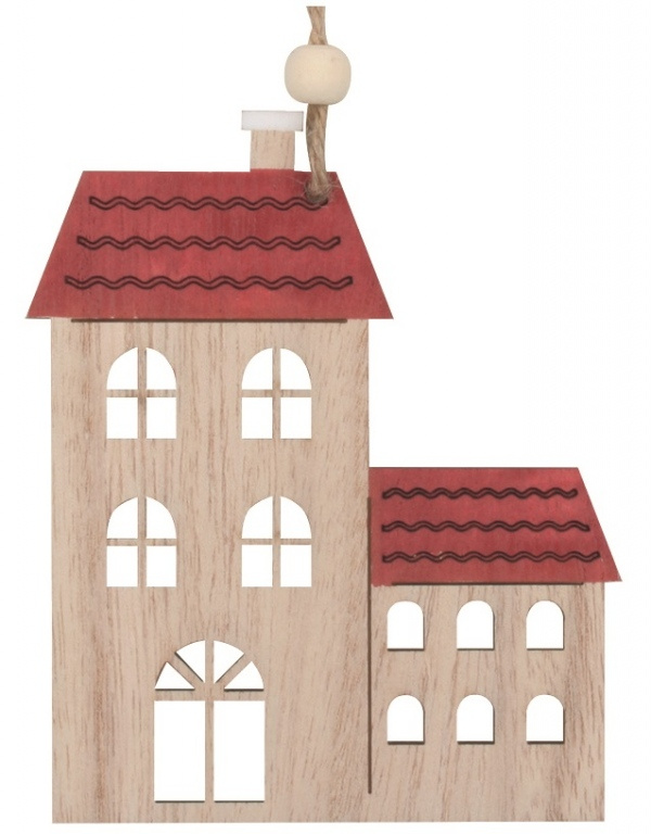 Dřevěný domek na zavěšení s červenou střechou 11 cm  Anděl Přerov s.r.o.
