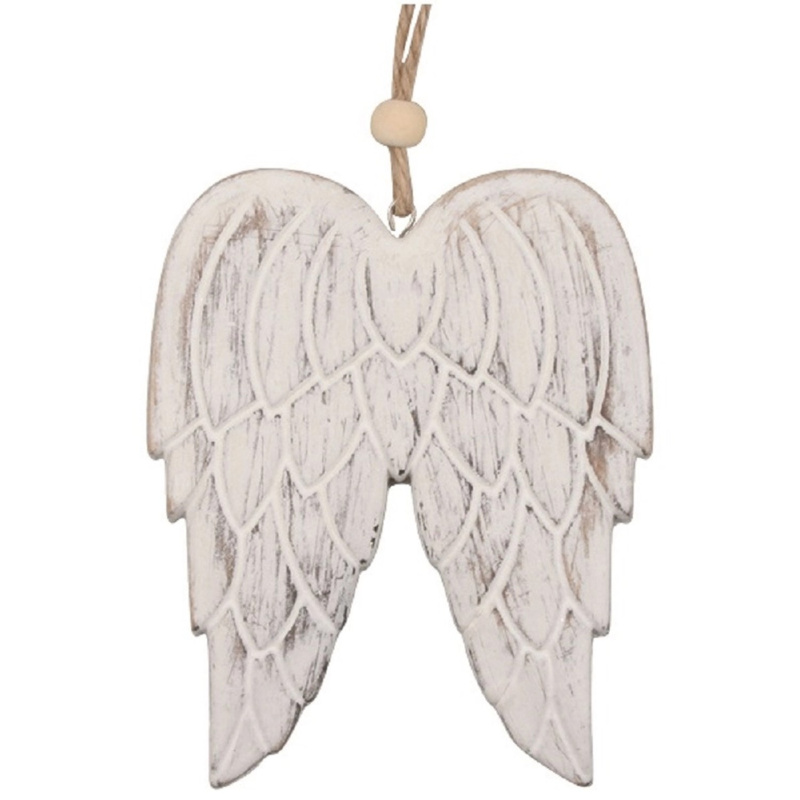 Dřevěná křídla s patinou na zavěšení béžová 15,5 cm  Anděl Přerov s.r.o.