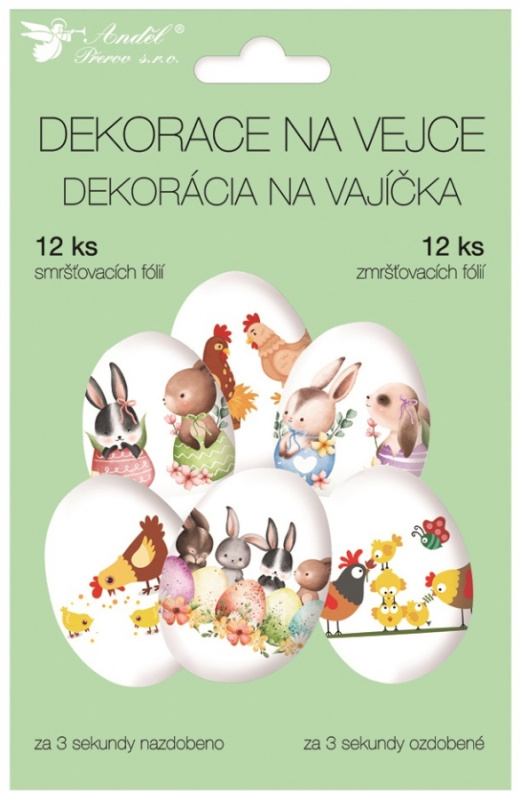 Smršťovací dekorace na vejce s velikonočními zvířátky 12 ks  Anděl Přerov s.r.o.