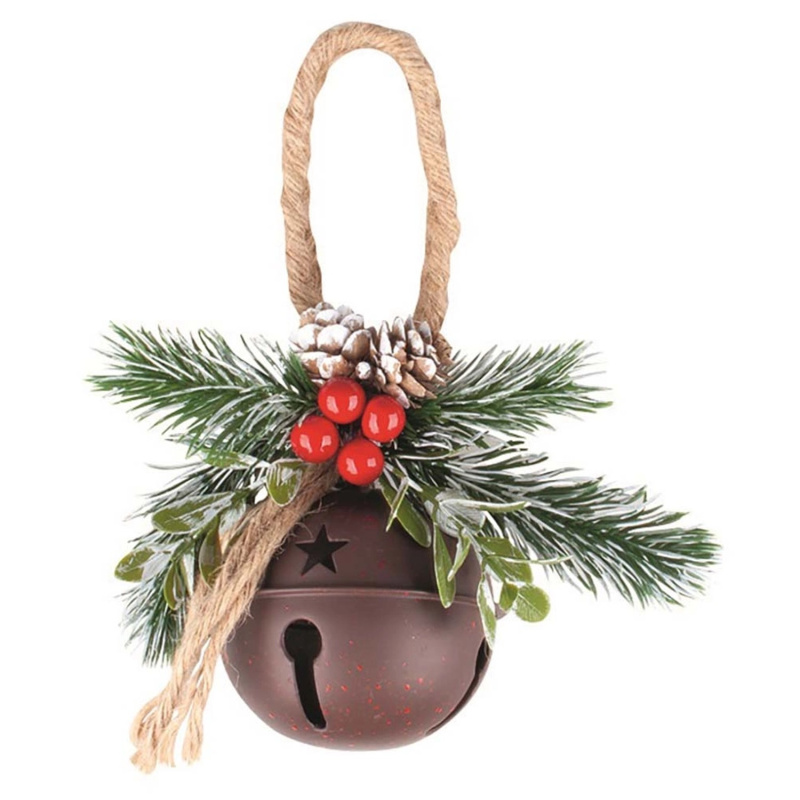 Rolnička kovová hnědá s dekorem na zavěšení 15 x 20 x 8 cm Anděl Přerov s.r.o.