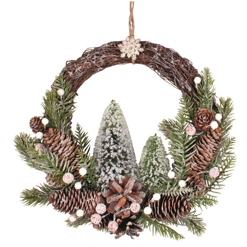 Věnec se stromky na zavěšení o 26 cm + dekorace Anděl Přerov s.r.o.