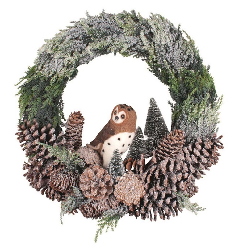 Věnec se sovou o 40 x 8 cm + dekorace Anděl Přerov s.r.o.