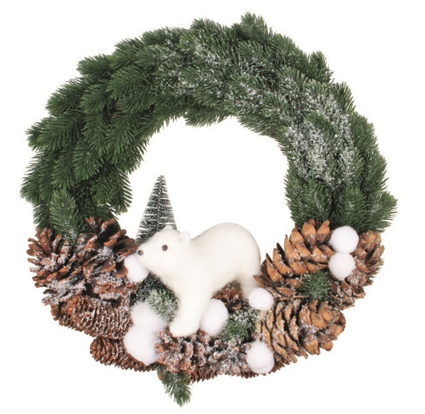 Věnec s ledním medvědem o 40 x 12 cm + dekorace Anděl Přerov s.r.o.