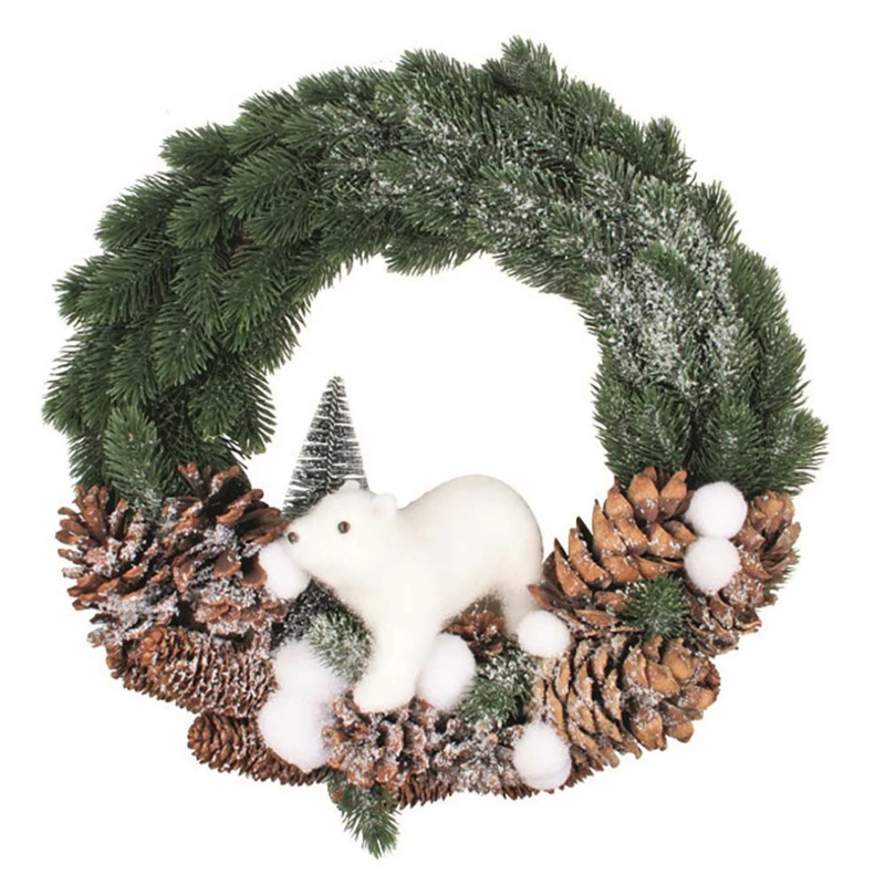 Věnec s ledním medvědem o 40 x 12 cm + dekorace Anděl Přerov s.r.o.