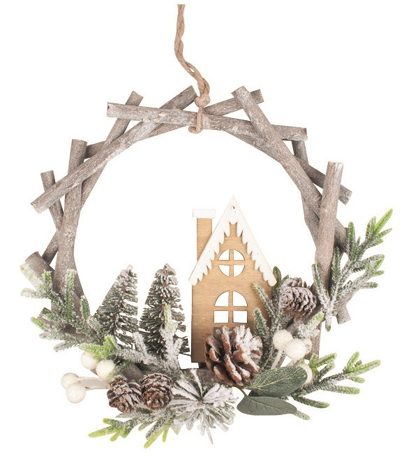 Věnec ze dřeva na zavěšení o 29 x 7 cm  Anděl Přerov s.r.o.