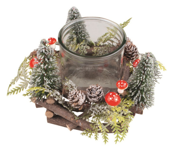 Svícen s muchomůrkami o 19 x 12 cm Anděl Přerov s.r.o.