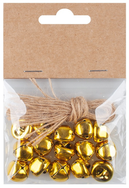 Rolničky o 1,5 cm s provázkem, 15 ks v sáčku, zlaté  Anděl Přerov s.r.o.