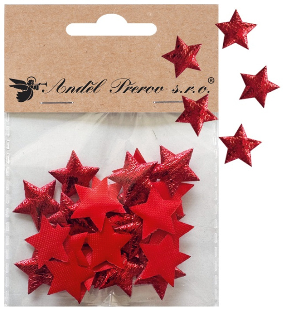 Hvězdičky látkové o 2 cm, 30 ks v sáčku, červené Anděl Přerov s.r.o.