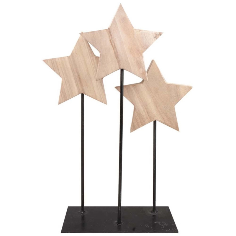 Hvězdy dřevěné na kovovém podstavci 28 x 40 x 10 cm Anděl Přerov s.r.o.