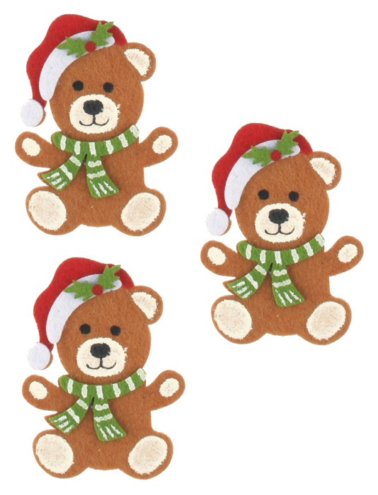 Medvídci z filcu na kolíčku 5,5 x 7,5 x 0,3 cm, 3 ks v sáčku Anděl Přerov s.r.o.