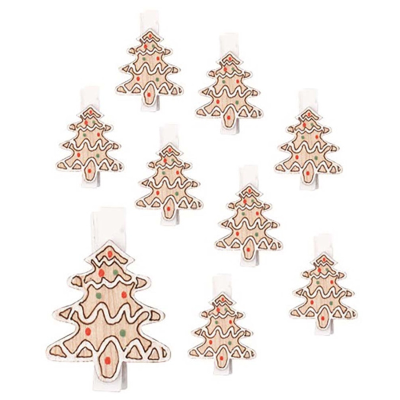 Stromky dřevěné na kolíčku 3 x 3,5 x 0,3 cm, 9 ks v sáčku Anděl Přerov s.r.o.