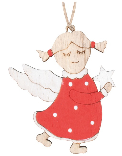 Anděl v červených šatech na zavěšení 5 x 6 x 0,5 cm, 2 ks v sáčku Anděl Přerov s.r.o.