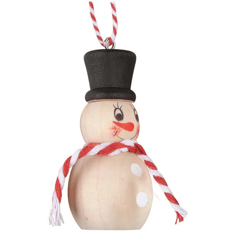 Sněhulák s černým cylindrem dřevěný na zavěšení 3,5 x 6,5 x 3,5 cm Anděl Přerov s.r.o.