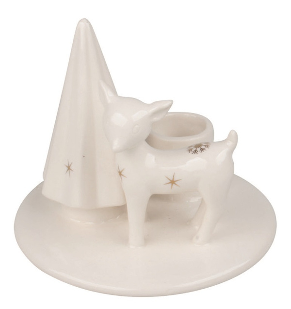 Svícen se srnou porcelánový 10,5 x 9 x 10,5 cm, na svíčku 2,2 cm Anděl Přerov s.r.o.