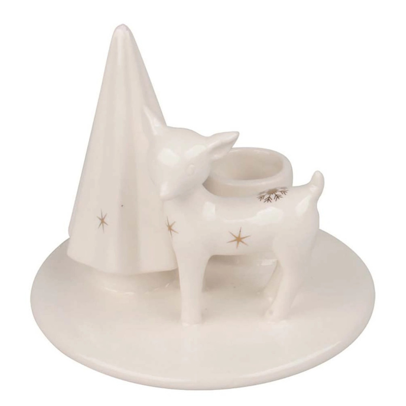 Svícen se srnou porcelánový 10,5 x 9 x 10,5 cm, na svíčku 2,2 cm Anděl Přerov s.r.o.