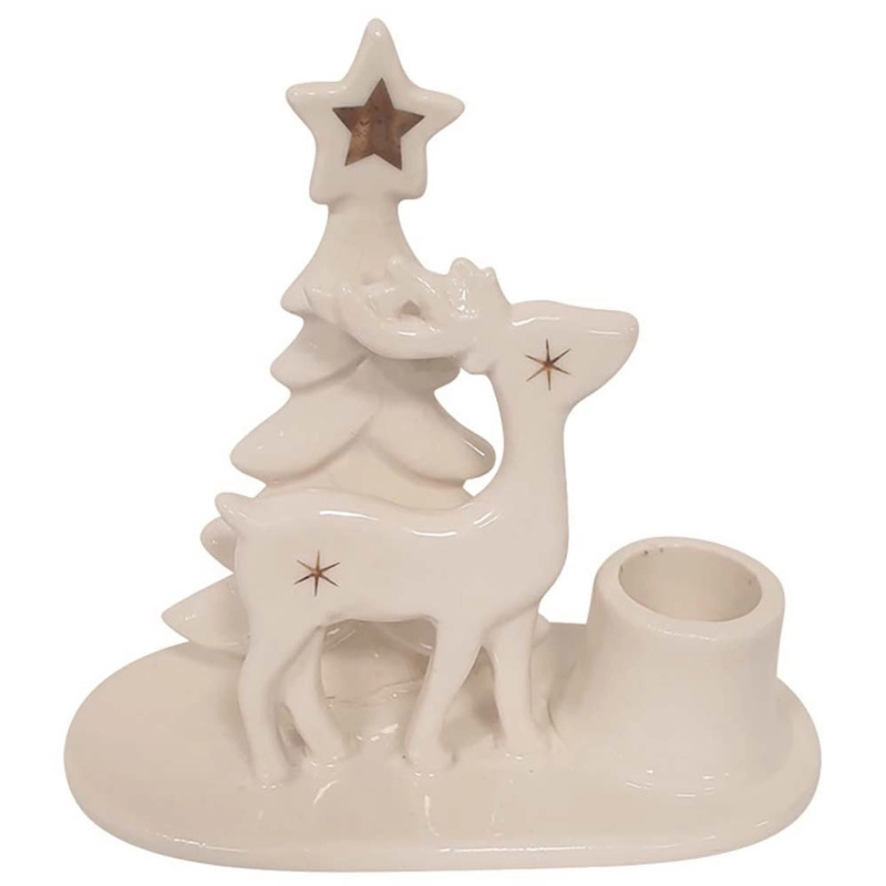 Svícen s jelenem porcelánový 12 x 11 x 6 cm, na svíčku 2,2 cm Anděl Přerov s.r.o.