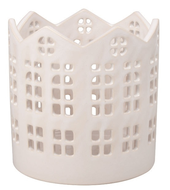 Svícen domky z keramiky 10,5 x 11 x 10,5 cm Anděl Přerov s.r.o.