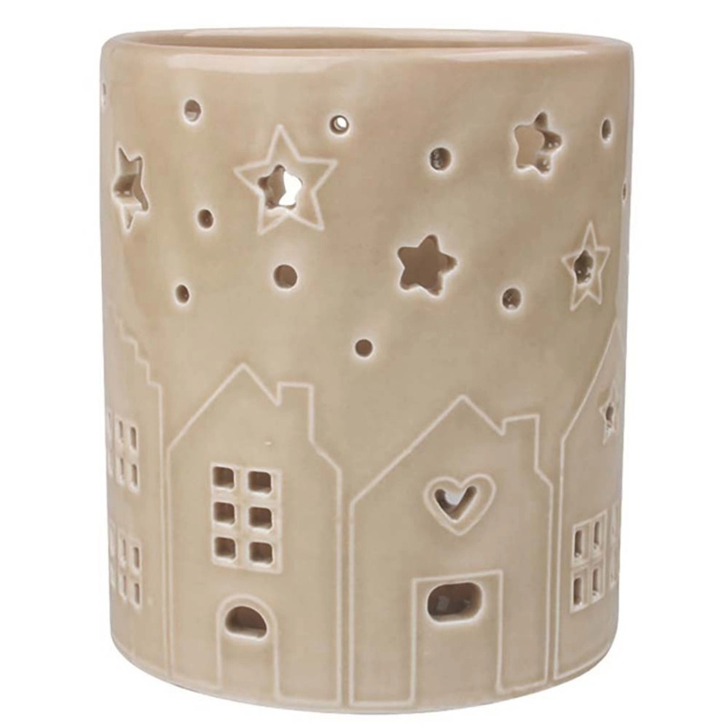 Svícen s domky porcelánový 10 x 11 x 10 cm Anděl Přerov s.r.o.