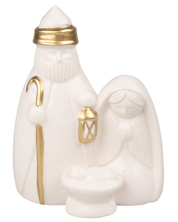 Svatá rodina porcelánová se zlatým dekorem 9 x 12 x 6 cm Anděl Přerov s.r.o.